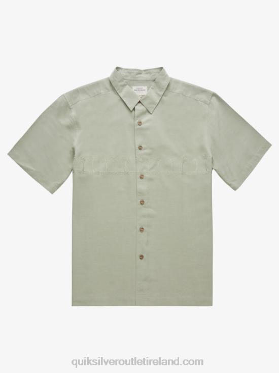 Men Quiksilver Waterman Tahiti Palms Premium Anti-Wrinkle Shirt N02TD871 tea