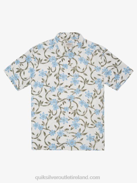 Men Quiksilver Waterman Twisted Flow Short Sleeve Shirt N02TD1351 dusk blue twisted flow