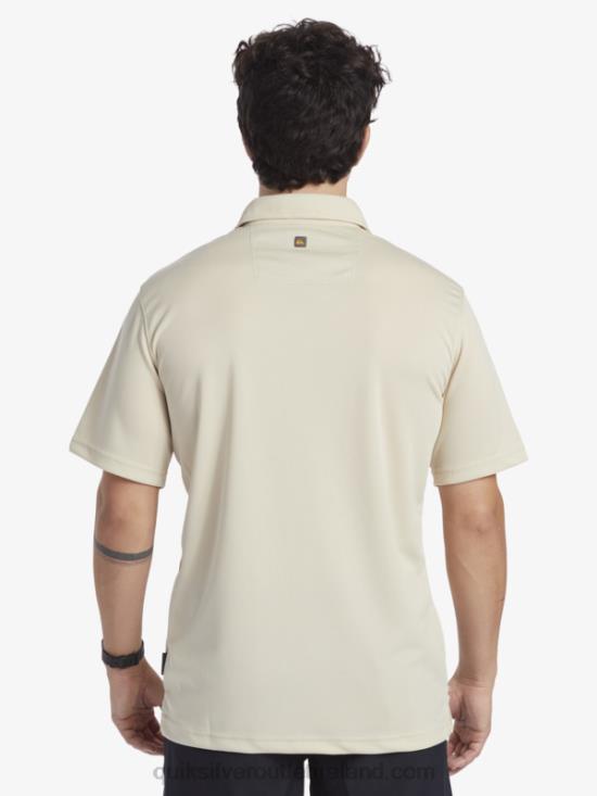 Men Quiksilver Waterman Water Short Sleeve Polo Shirt N02TD95 brown rice