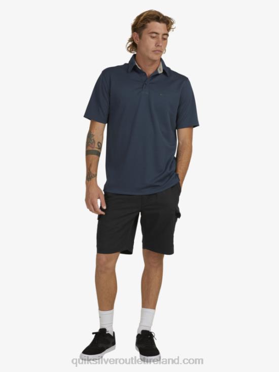 Men Quiksilver Waterman Water Short Sleeve Polo Shirt N02TD96 midnight navy