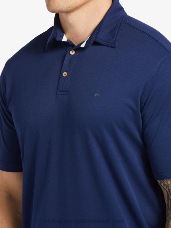 Men Quiksilver Waterman Water Short Sleeve Polo Shirt N02TD96 midnight navy