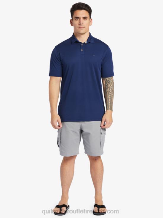 Men Quiksilver Waterman Water Short Sleeve Polo Shirt N02TD96 midnight navy