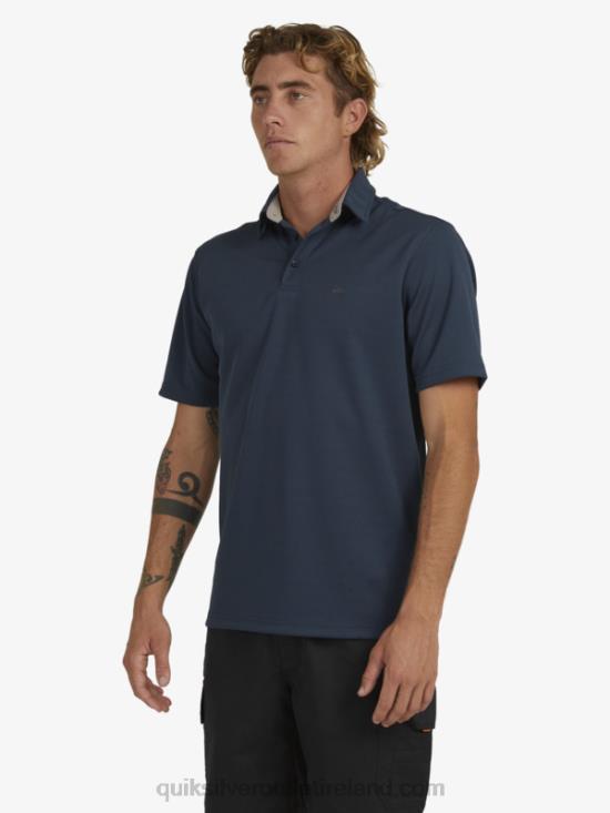Men Quiksilver Waterman Water Short Sleeve Polo Shirt N02TD96 midnight navy