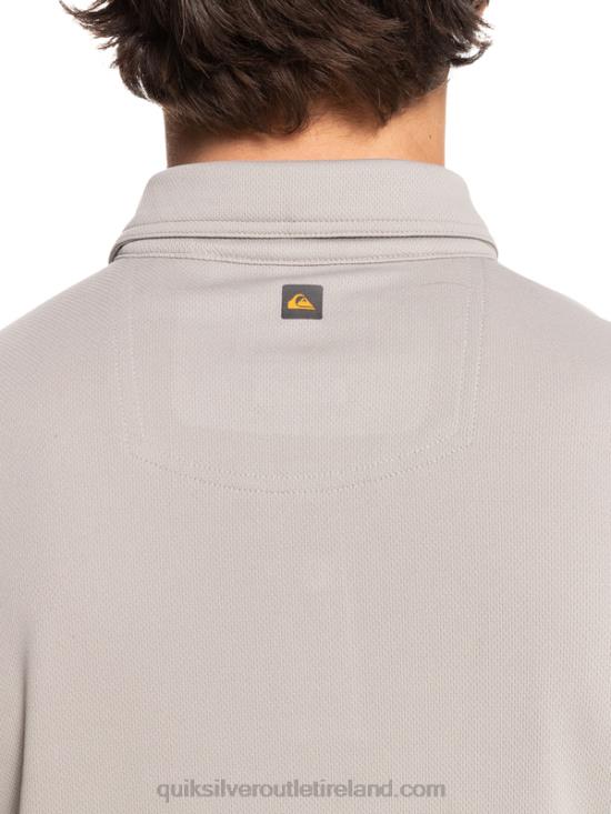 Men Quiksilver Waterman Water Short Sleeve Polo Shirt N02TD99 flint gray