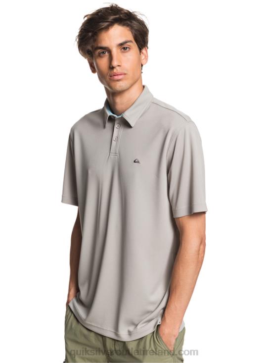 Men Quiksilver Waterman Water Short Sleeve Polo Shirt N02TD99 flint gray