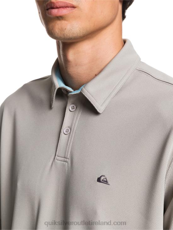 Men Quiksilver Waterman Water Short Sleeve Polo Shirt N02TD99 flint gray