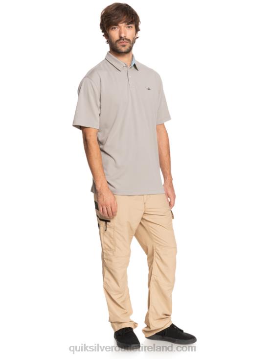 Men Quiksilver Waterman Water Short Sleeve Polo Shirt N02TD99 flint gray