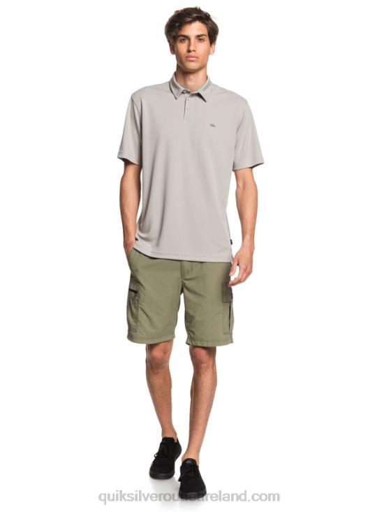 Men Quiksilver Waterman Water Short Sleeve Polo Shirt N02TD99 flint gray