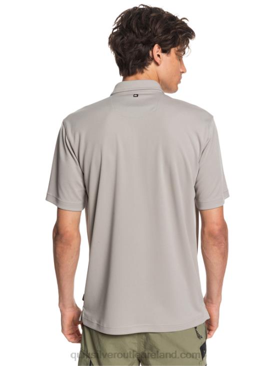 Men Quiksilver Waterman Water Short Sleeve Polo Shirt N02TD99 flint gray