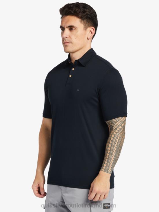 Men Quiksilver Waterman Waterpolo Short Sleeve Polo Shirt N02TD245 black