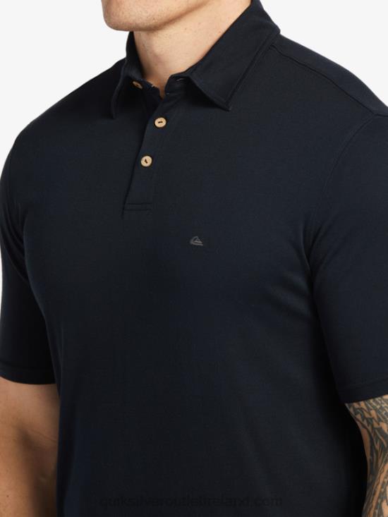 Men Quiksilver Waterman Waterpolo Short Sleeve Polo Shirt N02TD245 black