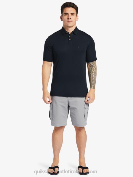 Men Quiksilver Waterman Waterpolo Short Sleeve Polo Shirt N02TD245 black