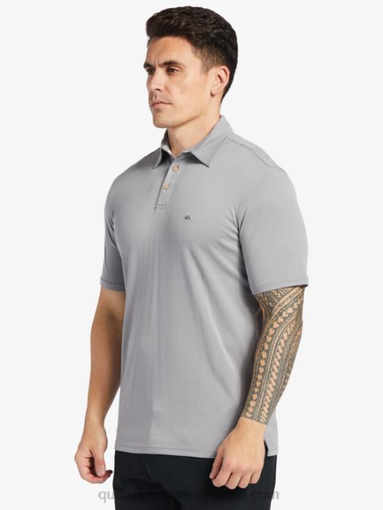Men Quiksilver Waterman Waterpolo Short Sleeve Polo Shirt N02TD247 sharkskin