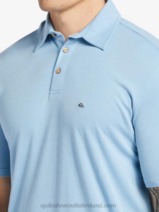 Men Quiksilver Waterman Waterpolo Short Sleeve Polo Shirt N02TD248 dusk blue