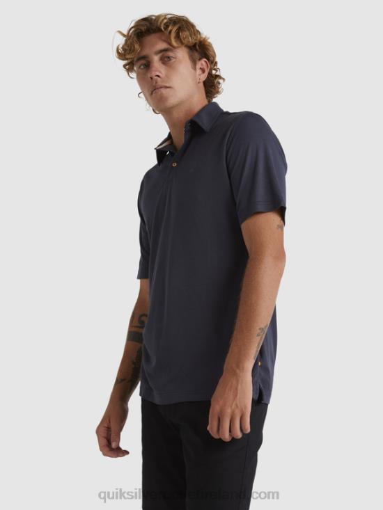 Men Quiksilver Waterman Waterpolo Short Sleeve Polo Shirt N02TD250 blue nights