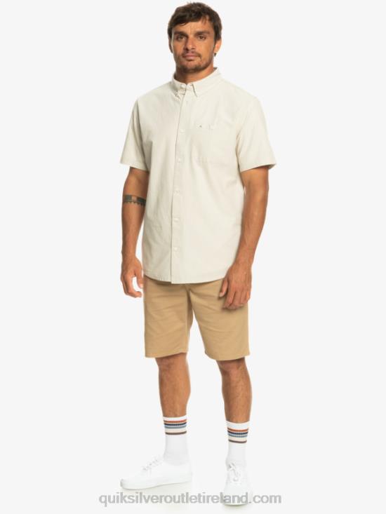Men Quiksilver Winfall Short Sleeve Shirt N02TD381 plaza taupe