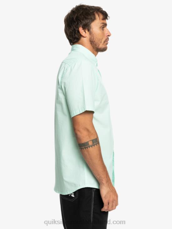 Men Quiksilver Winfall Short Sleeve Shirt N02TD382 iced aqua