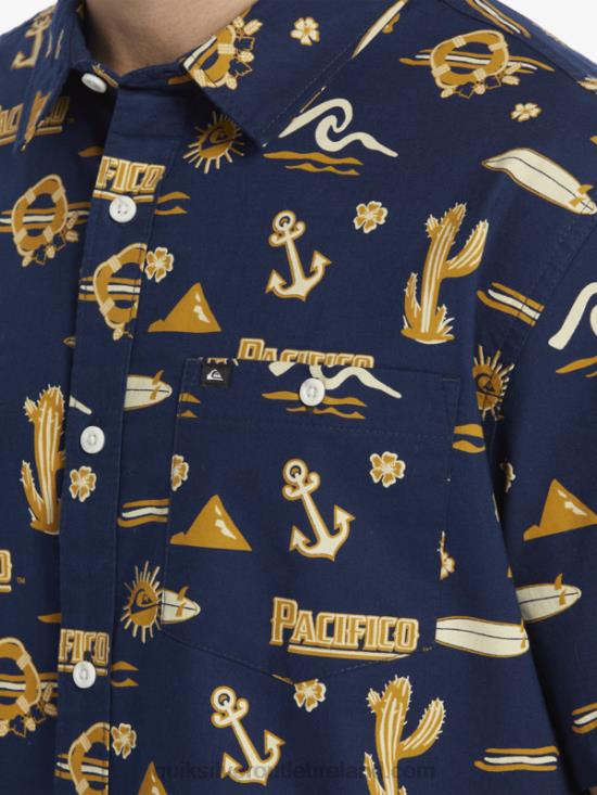 Men Quiksilver x Pacifico Short Sleeve Shirt N02TD15 navy blazer