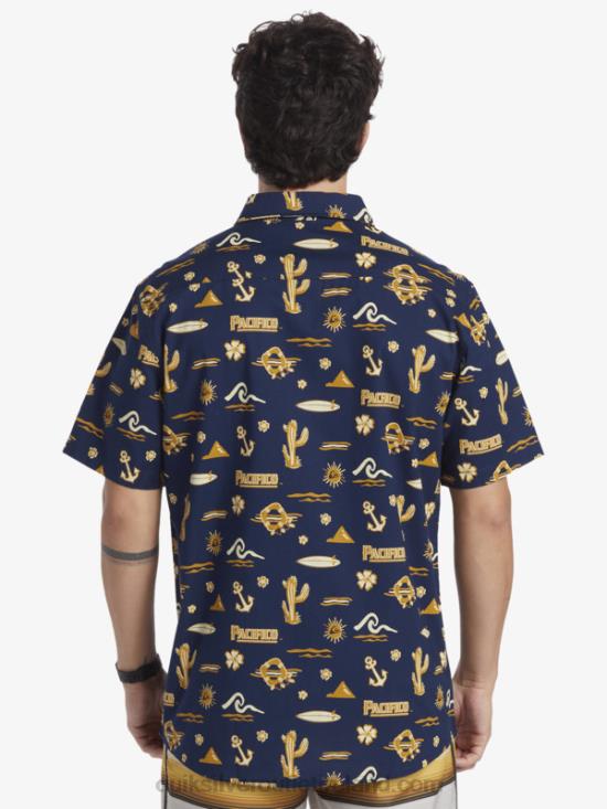 Men Quiksilver x Pacifico Short Sleeve Shirt N02TD15 navy blazer