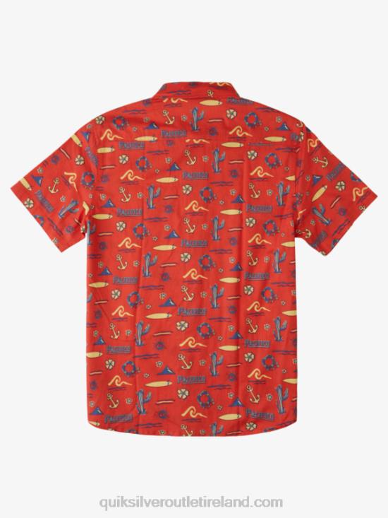 Men Quiksilver x Pacifico Short Sleeve Shirt N02TD16 red pacifico quiksilver
