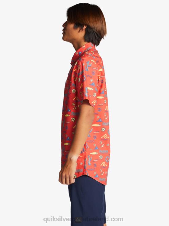 Men Quiksilver x Pacifico Short Sleeve Shirt N02TD16 red pacifico quiksilver