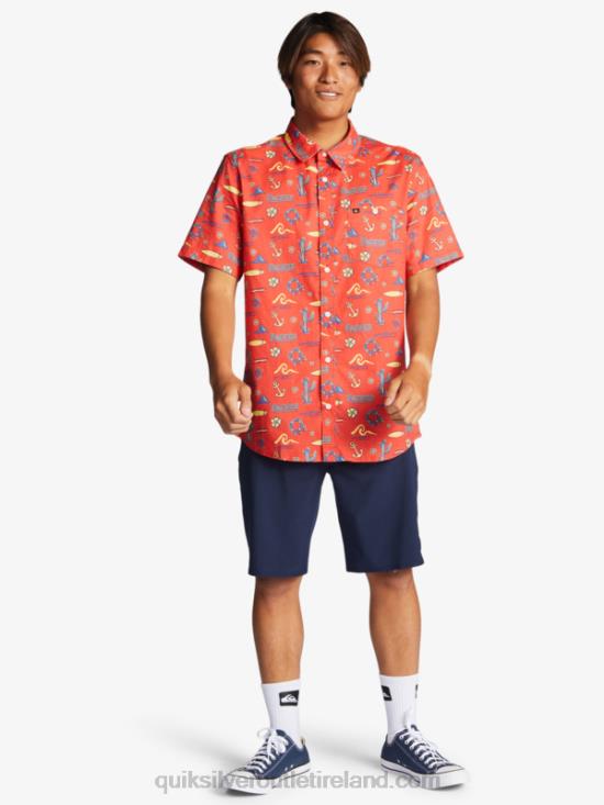 Men Quiksilver x Pacifico Short Sleeve Shirt N02TD16 red pacifico quiksilver