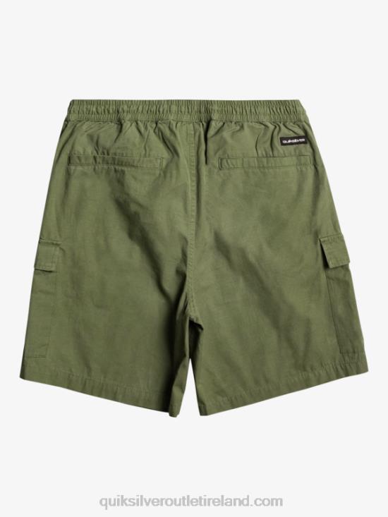 Men Quiksilver Cargo Taxer Elastic Waist 19 Shorts N02TD1010 four leaf clover
