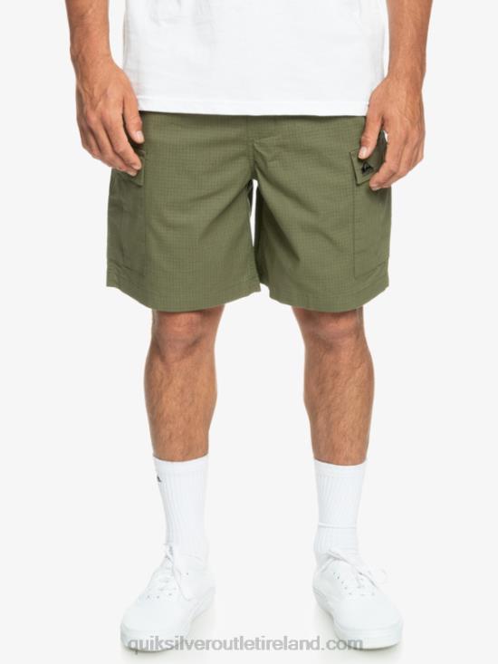 Men Quiksilver Cargo Taxer Elastic Waist 19 Shorts N02TD1010 four leaf clover