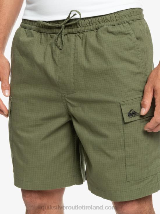 Men Quiksilver Cargo Taxer Elastic Waist 19 Shorts N02TD1010 four leaf clover