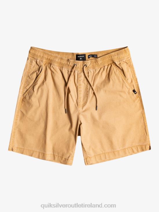 Men Quiksilver Taxer 17 Elastic Waist Shorts N02TD1377 tannin