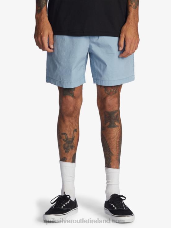 Men Quiksilver Taxer 17 Elastic Waist Shorts N02TD1379 faded denim