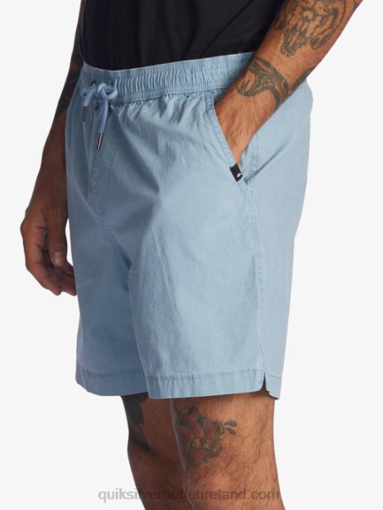 Men Quiksilver Taxer 17 Elastic Waist Shorts N02TD1379 faded denim