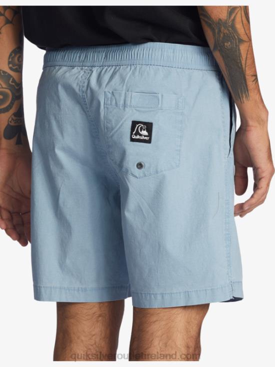 Men Quiksilver Taxer 17 Elastic Waist Shorts N02TD1379 faded denim