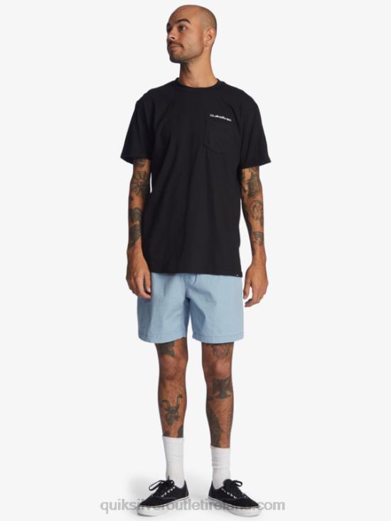 Men Quiksilver Taxer 17 Elastic Waist Shorts N02TD1379 faded denim