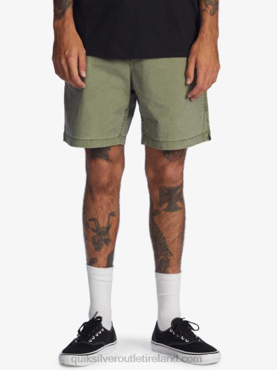 Men Quiksilver Taxer 17 Elastic Waist Shorts N02TD1380 four leaf clover