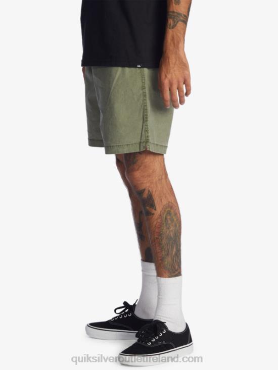 Men Quiksilver Taxer 17 Elastic Waist Shorts N02TD1380 four leaf clover