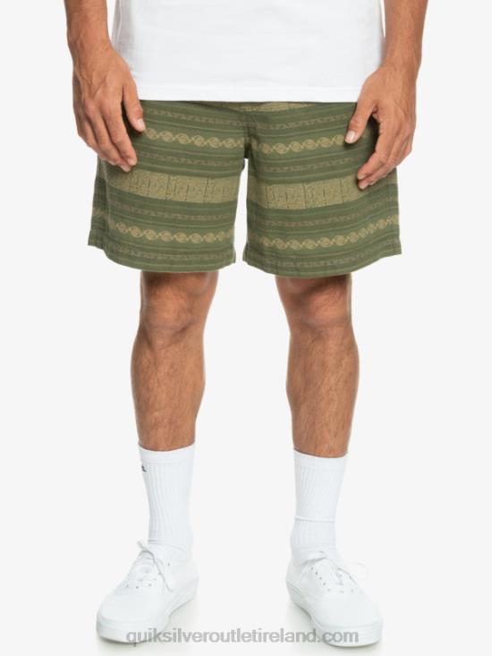 Men Quiksilver Taxer Jacquard Shorts N02TD422 four leaf clover taxer jacquar