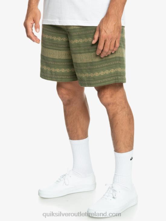 Men Quiksilver Taxer Jacquard Shorts N02TD422 four leaf clover taxer jacquar