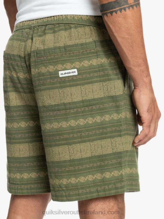 Men Quiksilver Taxer Jacquard Shorts N02TD422 four leaf clover taxer jacquar