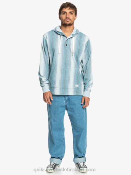 Men Quiksilver Baja Henley Hoodie N02TD1098 moroccan blue baja stripe