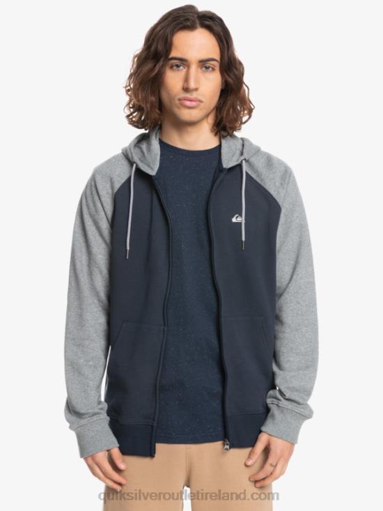 Men Quiksilver Essentials Zip Up Hoodie N02TD1514 light grey heather/black