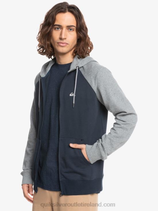 Men Quiksilver Essentials Zip Up Hoodie N02TD1514 light grey heather/black