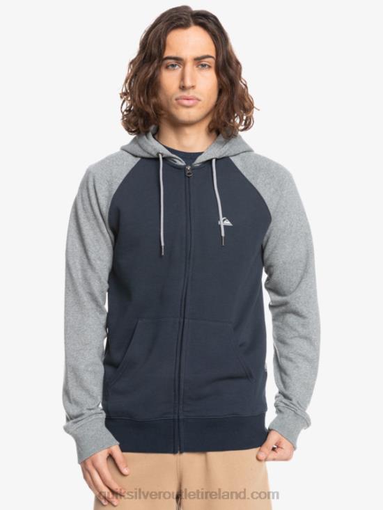 Men Quiksilver Essentials Zip Up Hoodie N02TD1514 light grey heather/black