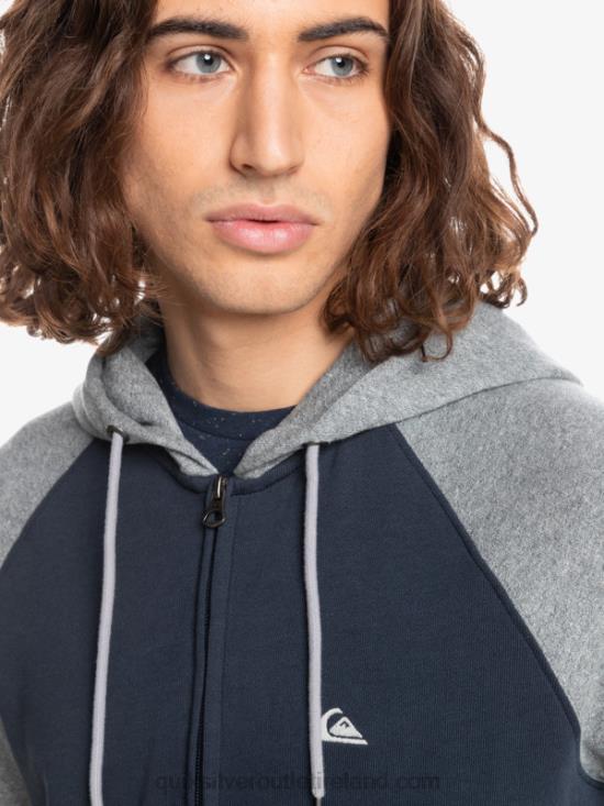 Men Quiksilver Essentials Zip Up Hoodie N02TD1514 light grey heather/black