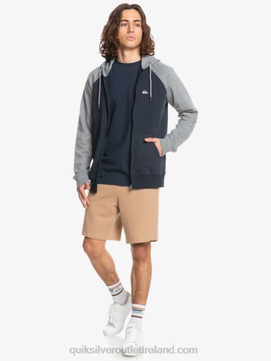 Men Quiksilver Essentials Zip Up Hoodie N02TD1514 light grey heather/black