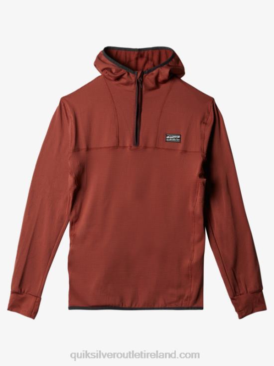 Men Quiksilver Steep Point Quarter-Zip Fleece Hoodie N02TD1875 mahogany