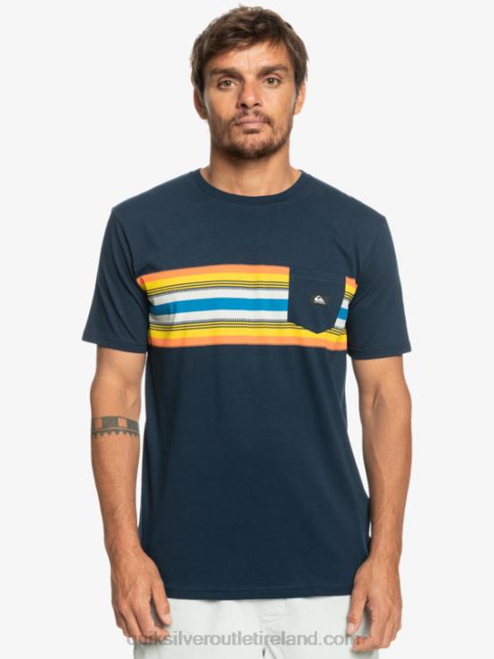 Men Quiksilver Surfadelica Stripe Pocket T-Shirt N02TD1064 navy blazer
