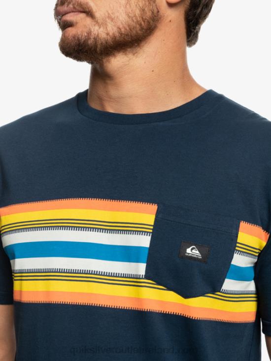 Men Quiksilver Surfadelica Stripe Pocket T-Shirt N02TD1064 navy blazer