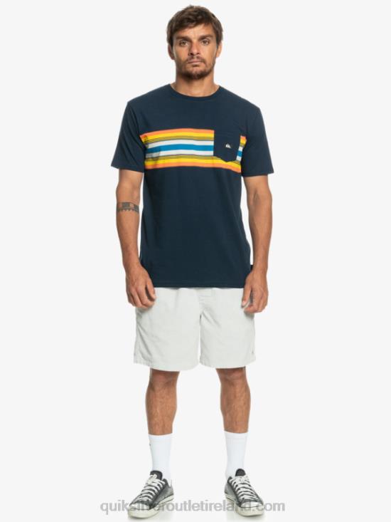 Men Quiksilver Surfadelica Stripe Pocket T-Shirt N02TD1064 navy blazer