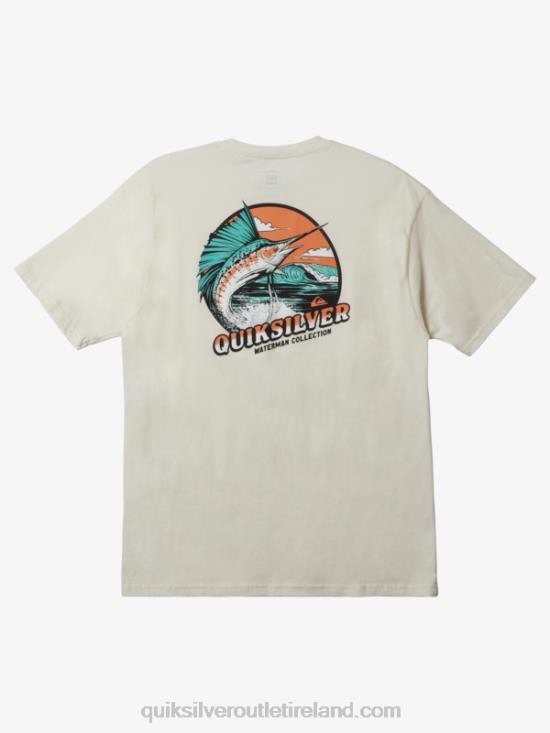 Men Quiksilver Waterman Fins Up T-Shirt N02TD1047 antique white